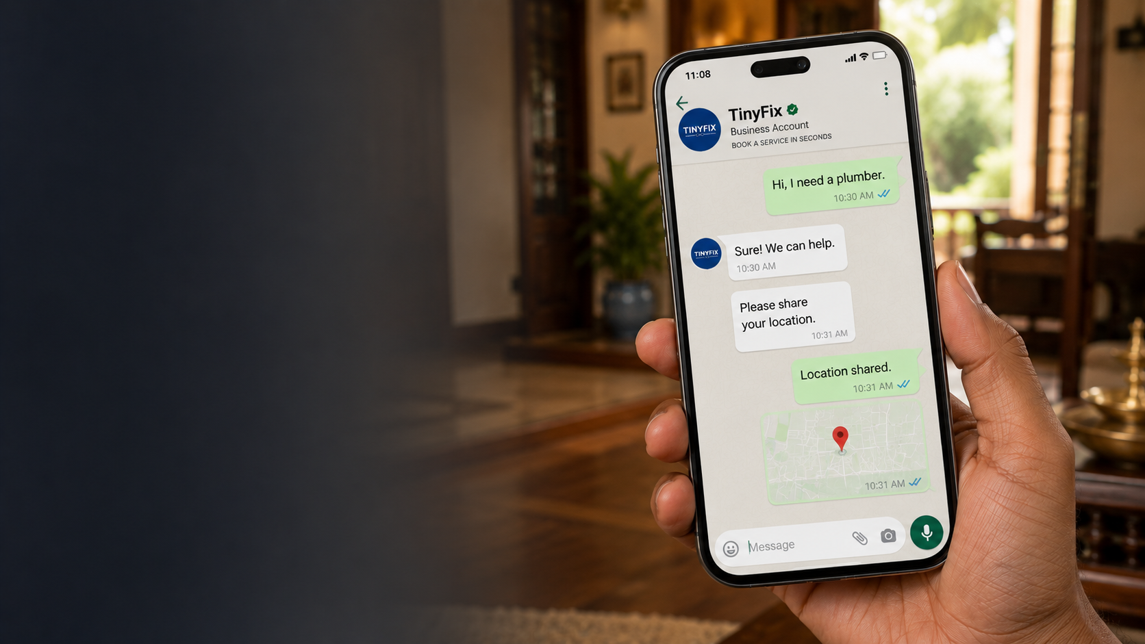 WhatsApp chat with TinyFix